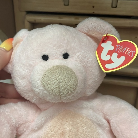 TY Pluffies PINKS Pink Teddy Bear Plush Stuffed Animal Tag 2002 - Picture 2 of 11